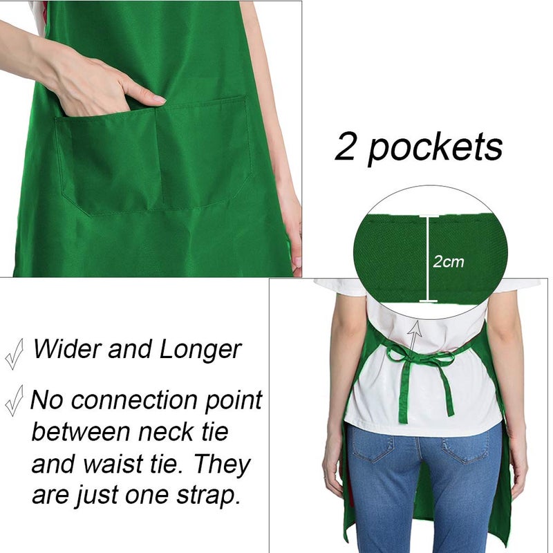 multifuns 12 pcs Green Aprons Bulk Waterdrop Resistant for Women Men Kitchen Cooking Grilling Aprons with 2 Pockets (24x28 inch, Green)â€¦ - Image 5